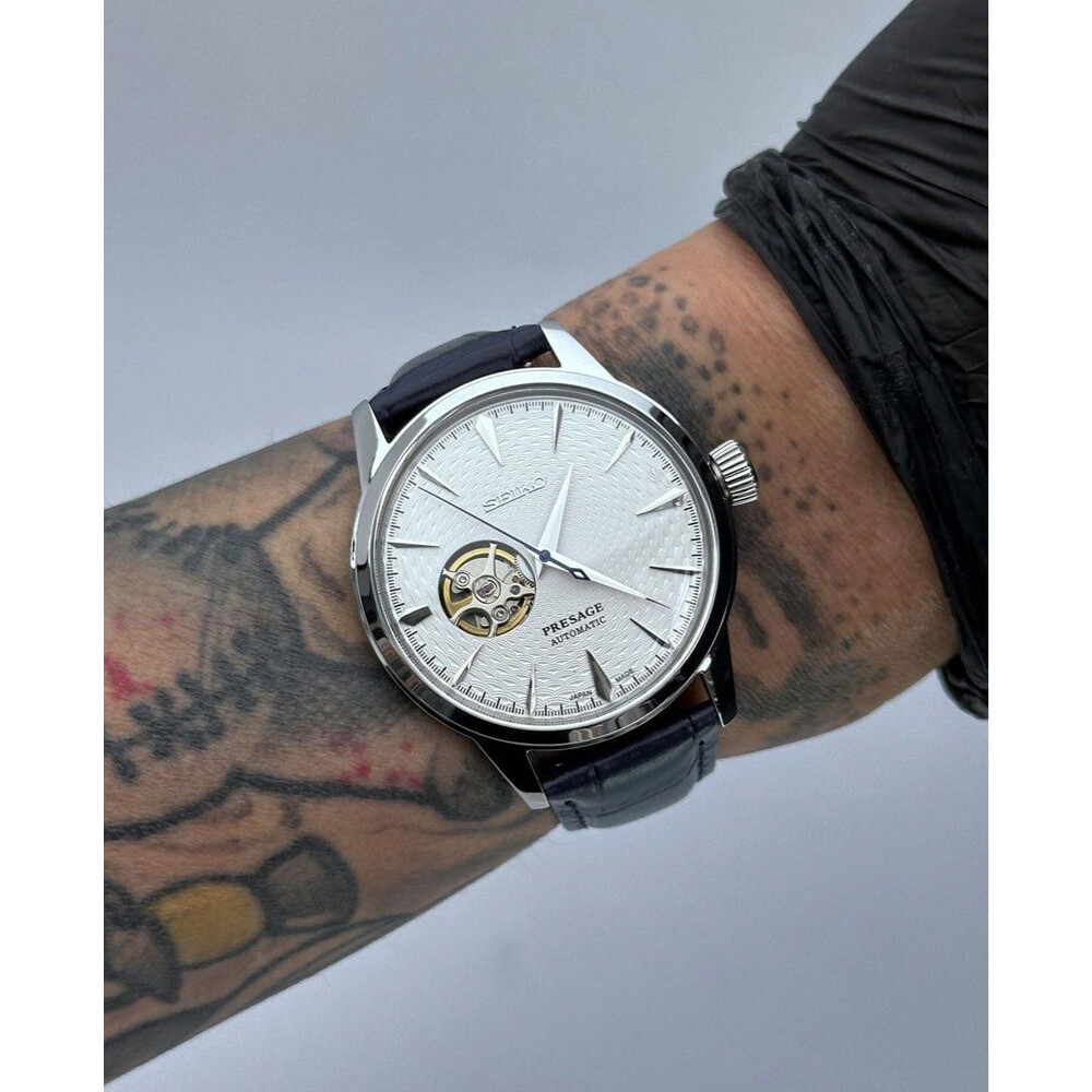 Custom Seiko Mod • White Open-Heart Guilloche Presage • 40.5mm